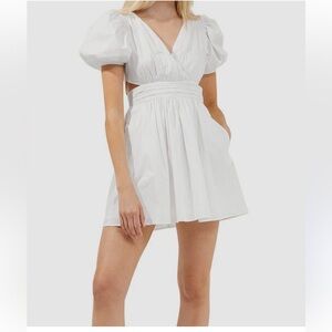 French Connection White Rhodes Cutout Poplin Mini Dress; Size 6